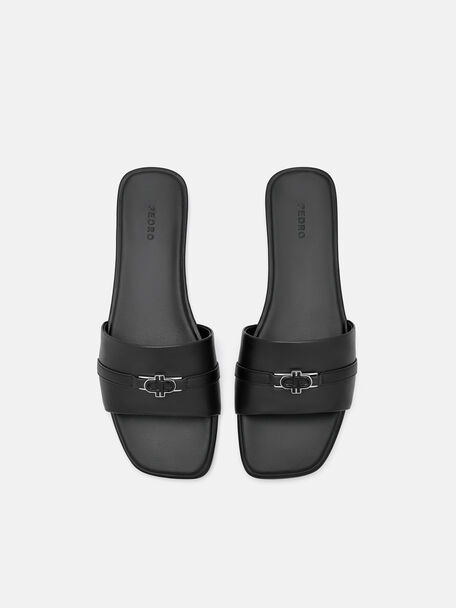PEDRO Icon Leather Heel Sandals, Black
