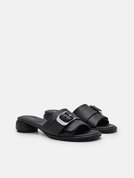 PEDRO Icon Leather Heel Sandals, Black
