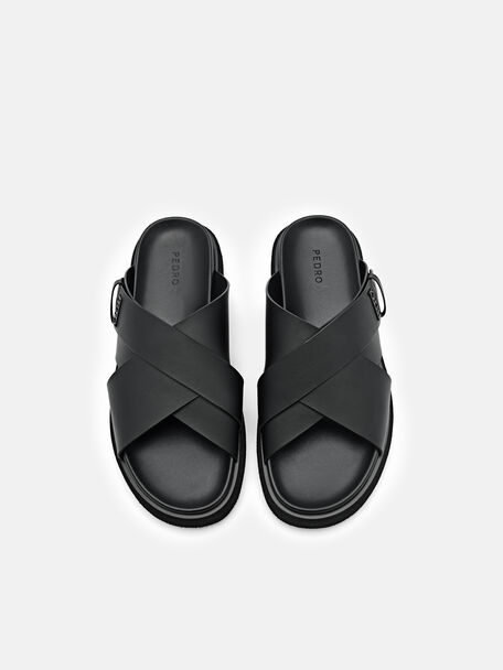 PEDRO Icon Leather Heel Sandals, Black