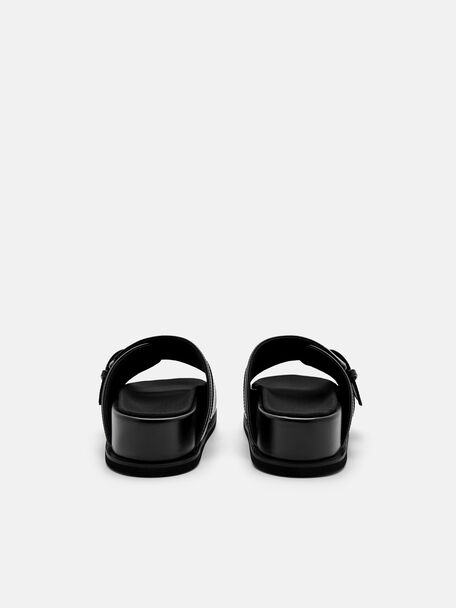 PEDRO Icon Leather Heel Sandals, Black