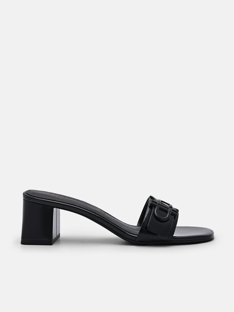 PEDRO Icon Leather Heel Sandals, Black, hi-res
