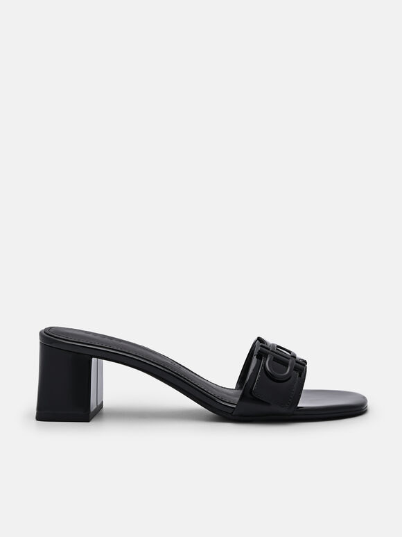 PEDRO Icon Leather Heel Sandals, Black, hi-res