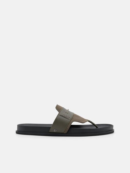 Suede Penny Thong Sandals, , hi-res