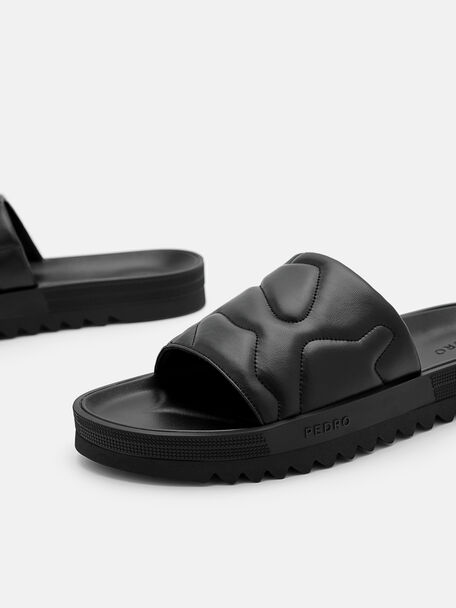 PEDRO Icon Leather Heel Sandals, Black