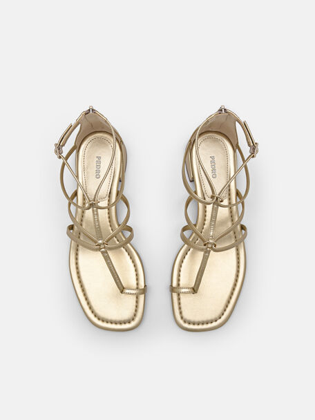 PEDRO Icon Leather Heel Sandals, Black