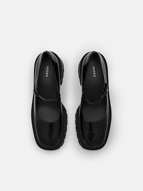 PEDRO Icon Leather Heel Sandals, Black