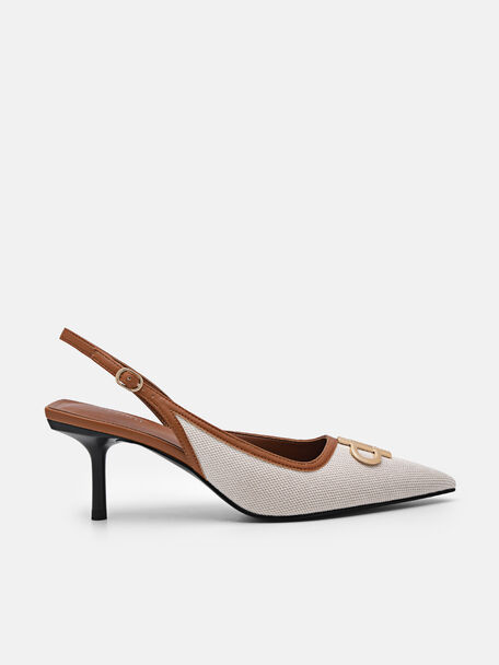 PEDRO Icon Canvas Slingback Pumps, Cognac, hi-res