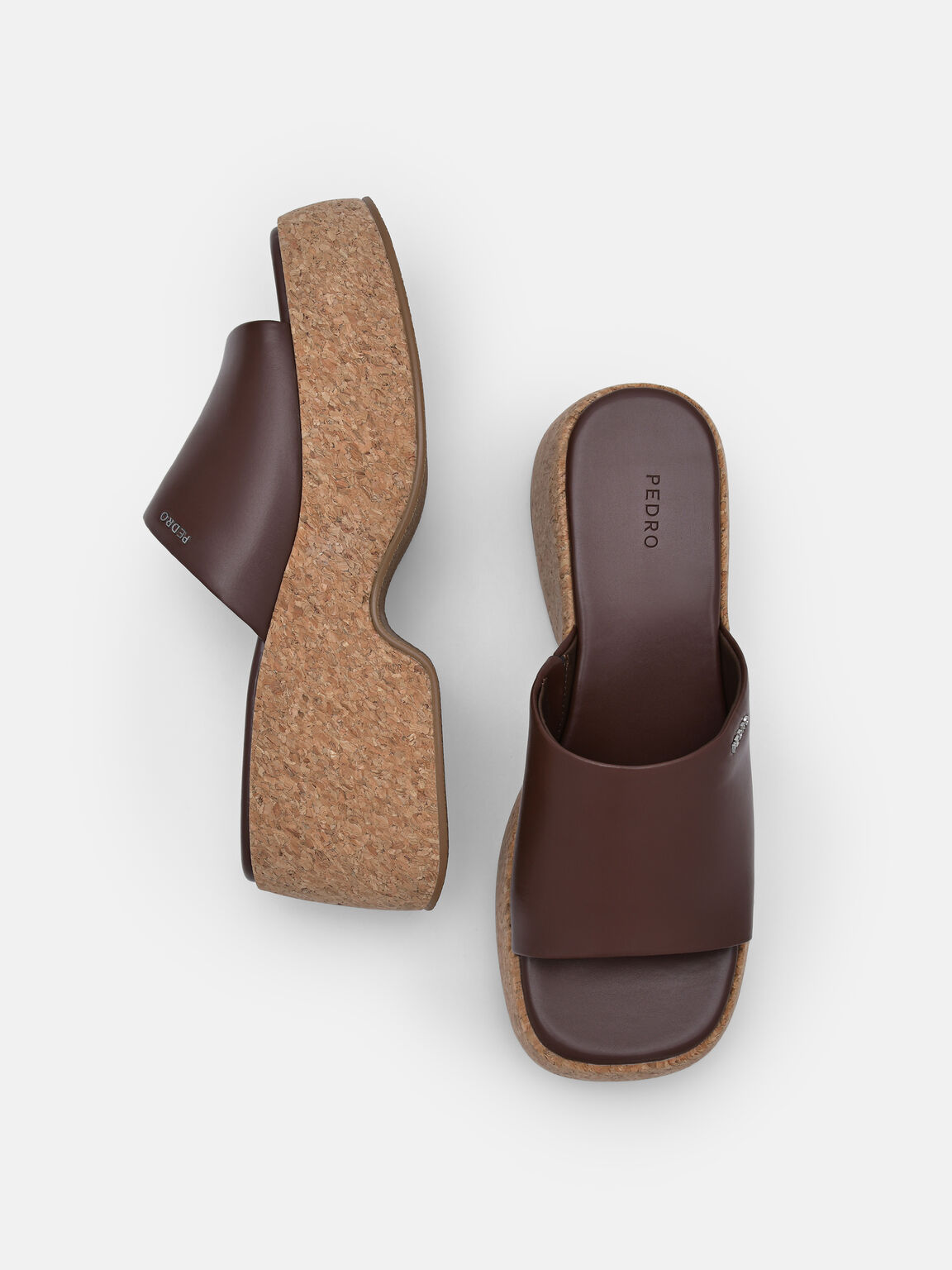 Sandal Wedge Slides Elsa, Dark Brown