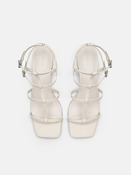 PEDRO Icon Leather Heel Sandals, Black