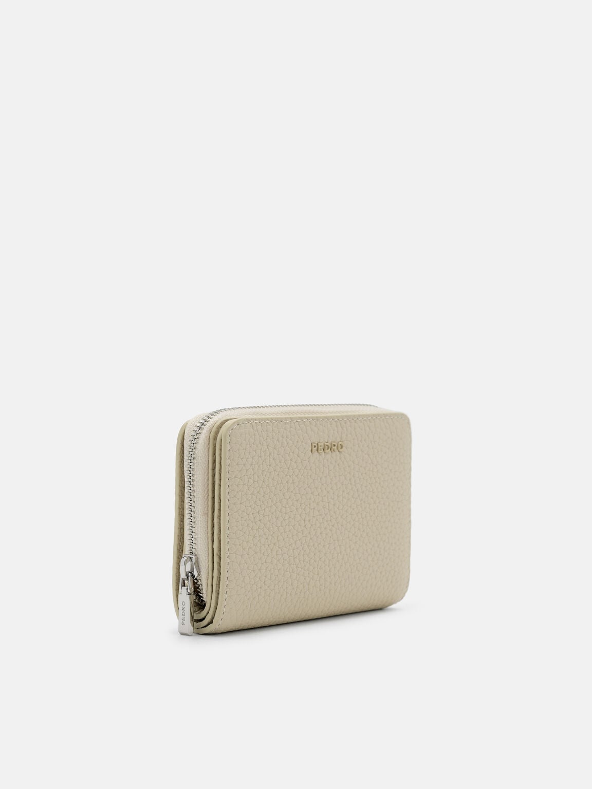 Dompet Lipat Dua Beritsleting Kulit Tumbled, 