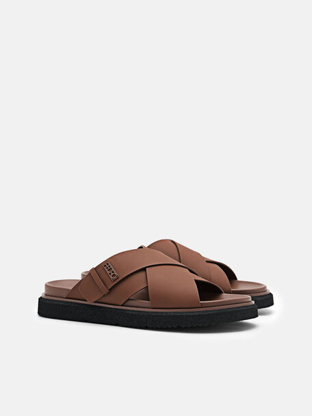 PEDRO Icon Leather Heel Sandals, Black