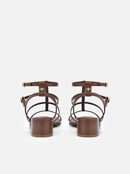 PEDRO Icon Leather Heel Sandals, Black