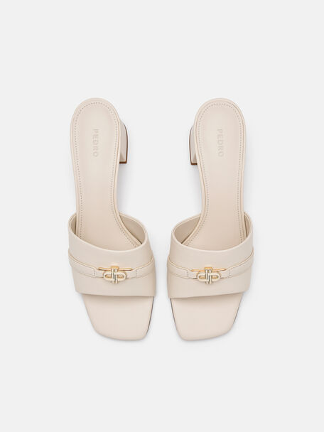 PEDRO Icon Leather Heel Sandals, Black
