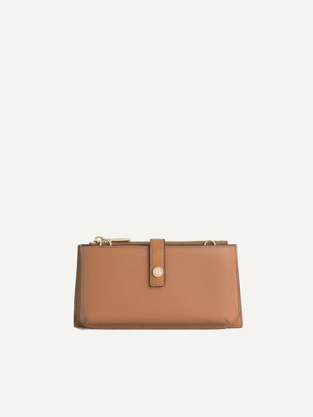 Textured Leather Phone Pouch, Camel, hi-res