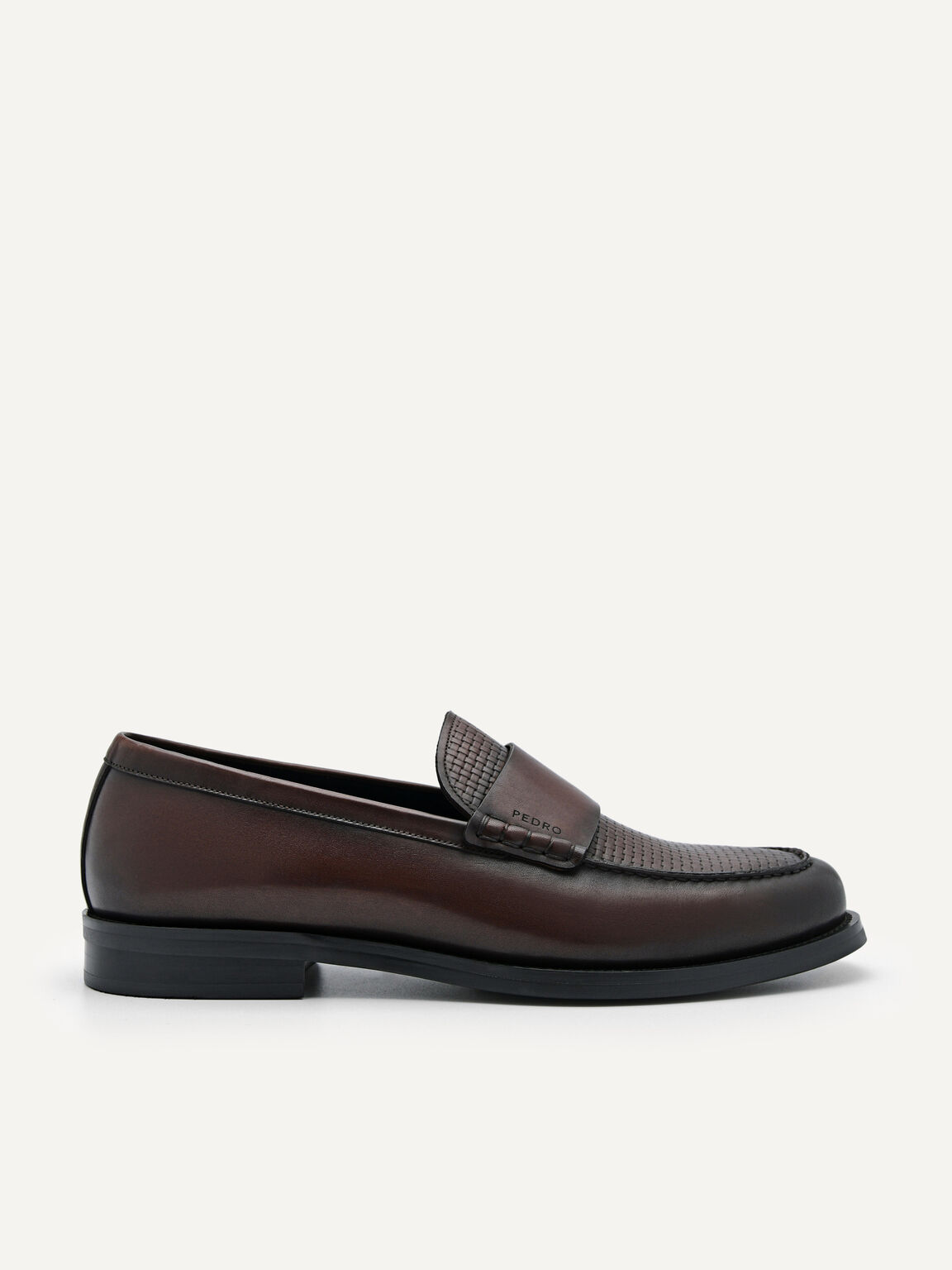 Leather Penny Loafers, Dark Brown, hi-res