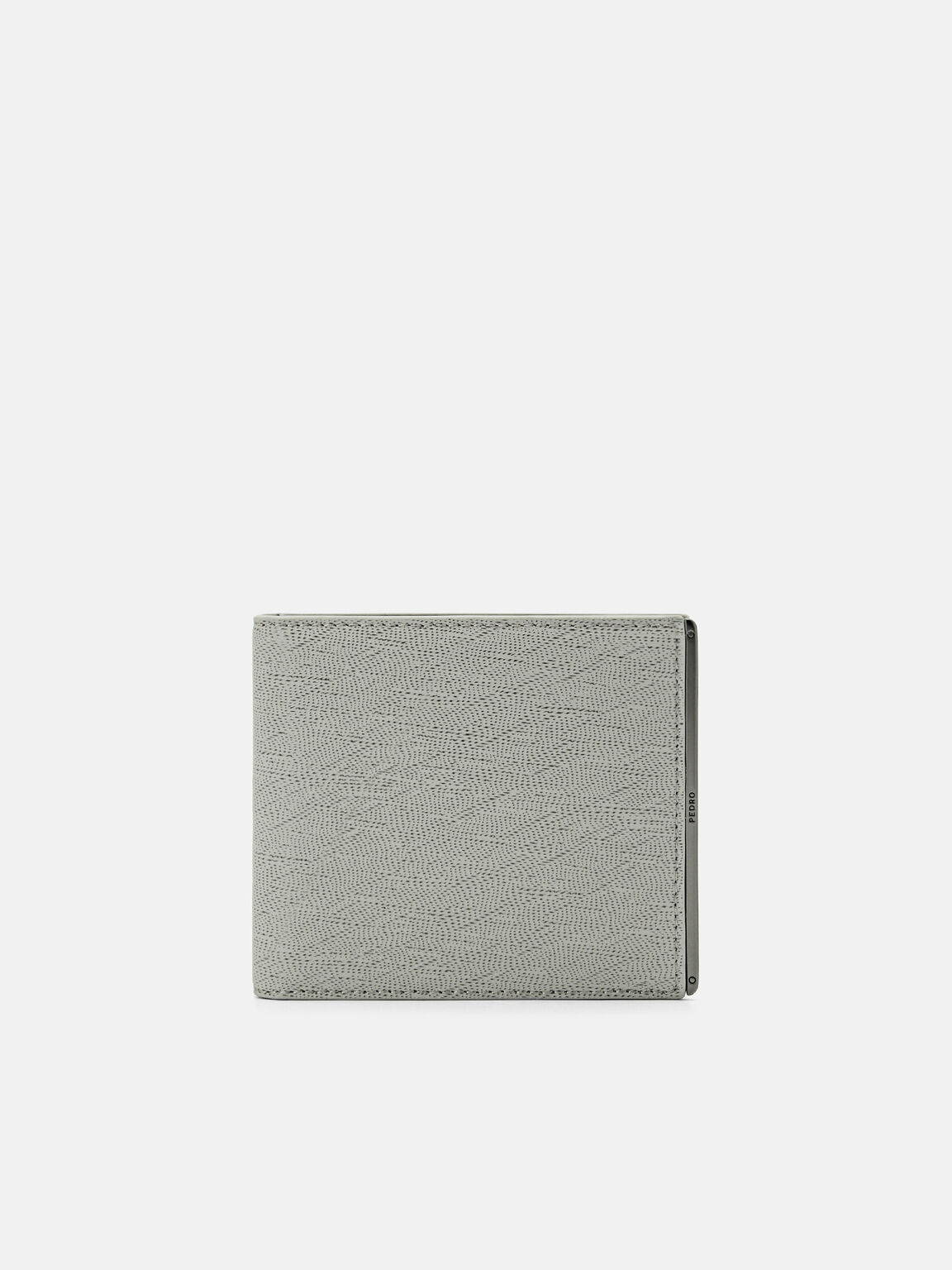 Leather Bi-Fold Flip Wallet, Grey, hi-res