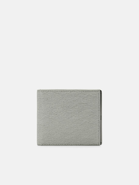 Leather Bi-Fold Flip Wallet, Grey, hi-res