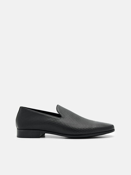 Loafer Kulit Bertekstur, Black