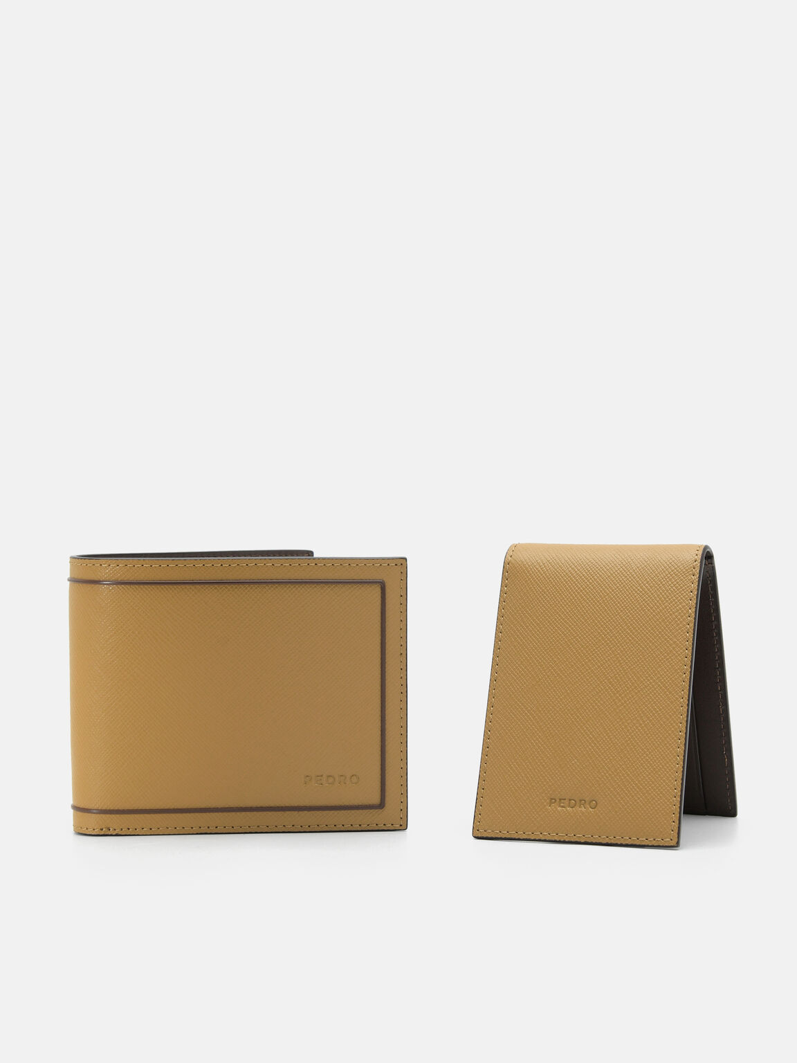 Saffiano Leather Bi-Fold Wallet with Insert, Cognac