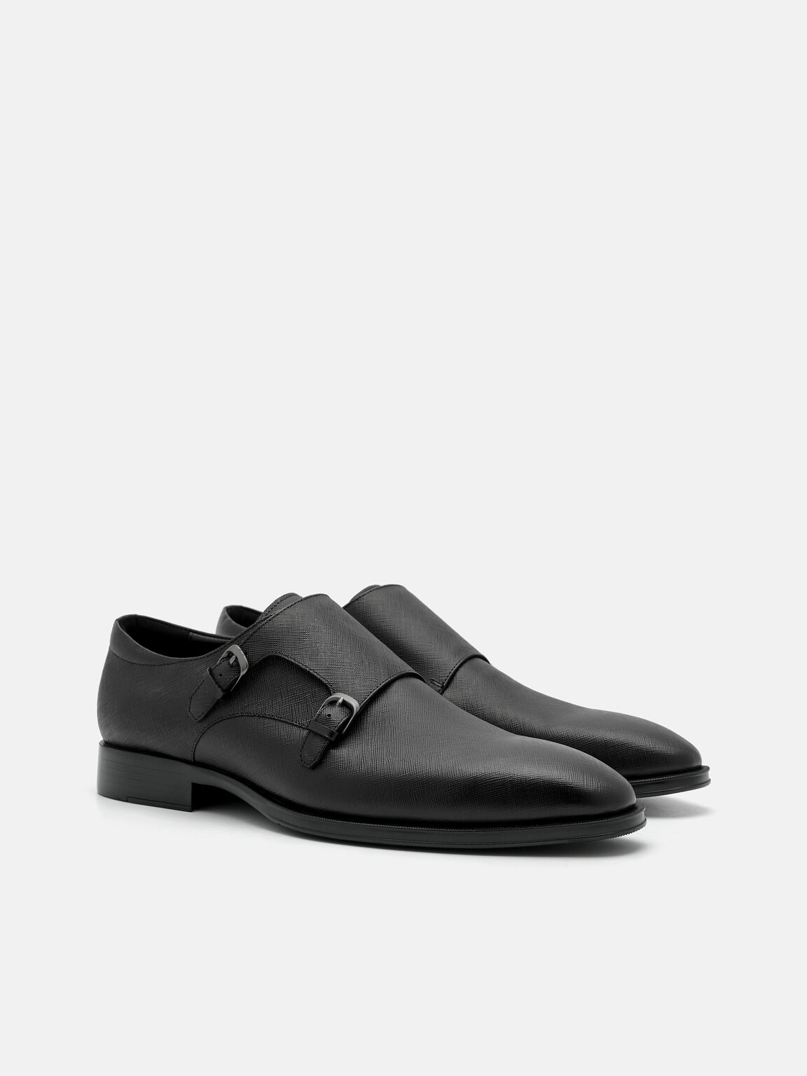 Saffiano Leather Double Monkstrap Shoes, , hi-res