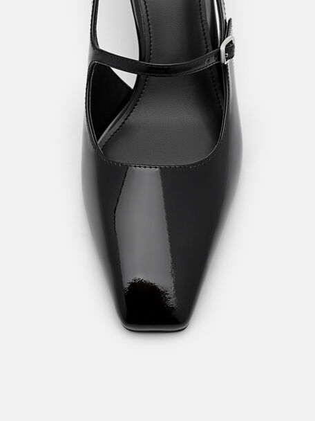 PEDRO Icon Leather Heel Sandals, Black