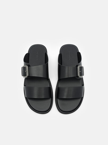 PEDRO Icon Leather Heel Sandals, Black