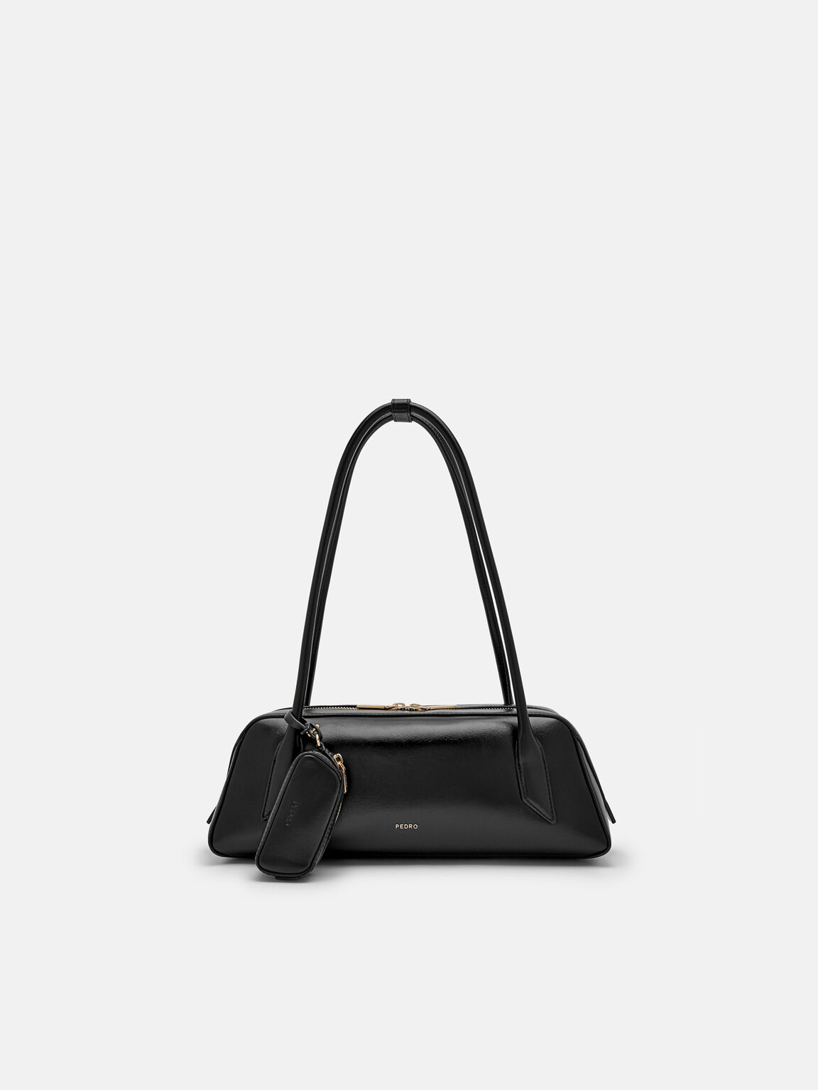 Serif Shoulder Bag, Black, hi-res