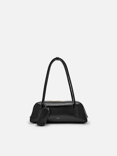 Serif Shoulder Bag, Black, hi-res