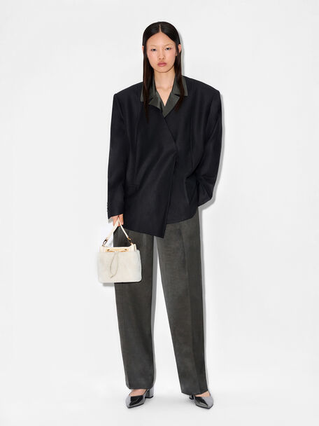 PEDRO Icon Leather Heel Sandals, Black