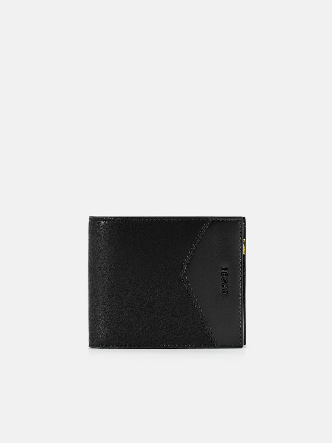 Leather Bi-Fold Flip Wallet, Black, hi-res