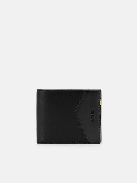 Leather Bi-Fold Flip Wallet, Black, hi-res