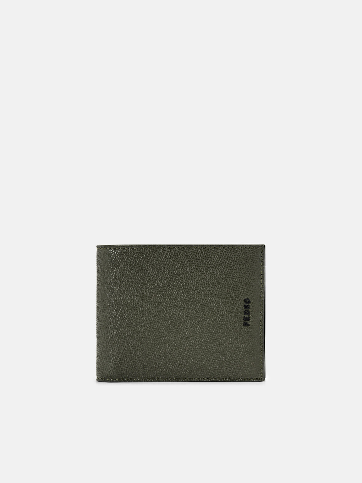 Embossed Leather Bi-Fold Flip Wallet, Military Green, hi-res