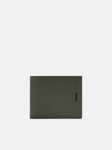 Embossed Leather Bi-Fold Flip Wallet, Military Green, hi-res
