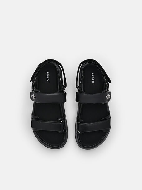 PEDRO Icon Leather Heel Sandals, Black