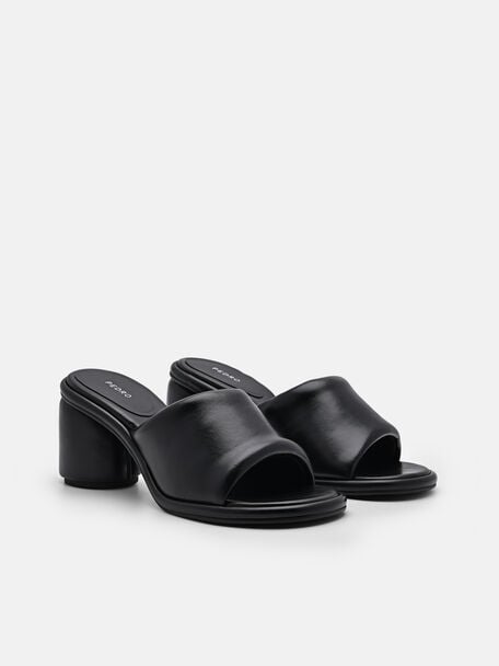 PEDRO Icon Leather Heel Sandals, Black