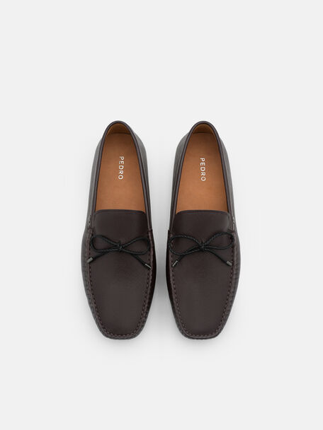 Saffiano Leather Bow Driving Shoes, , hi-res