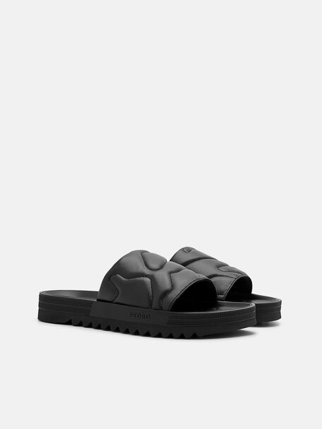 PEDRO Icon Leather Heel Sandals, Black