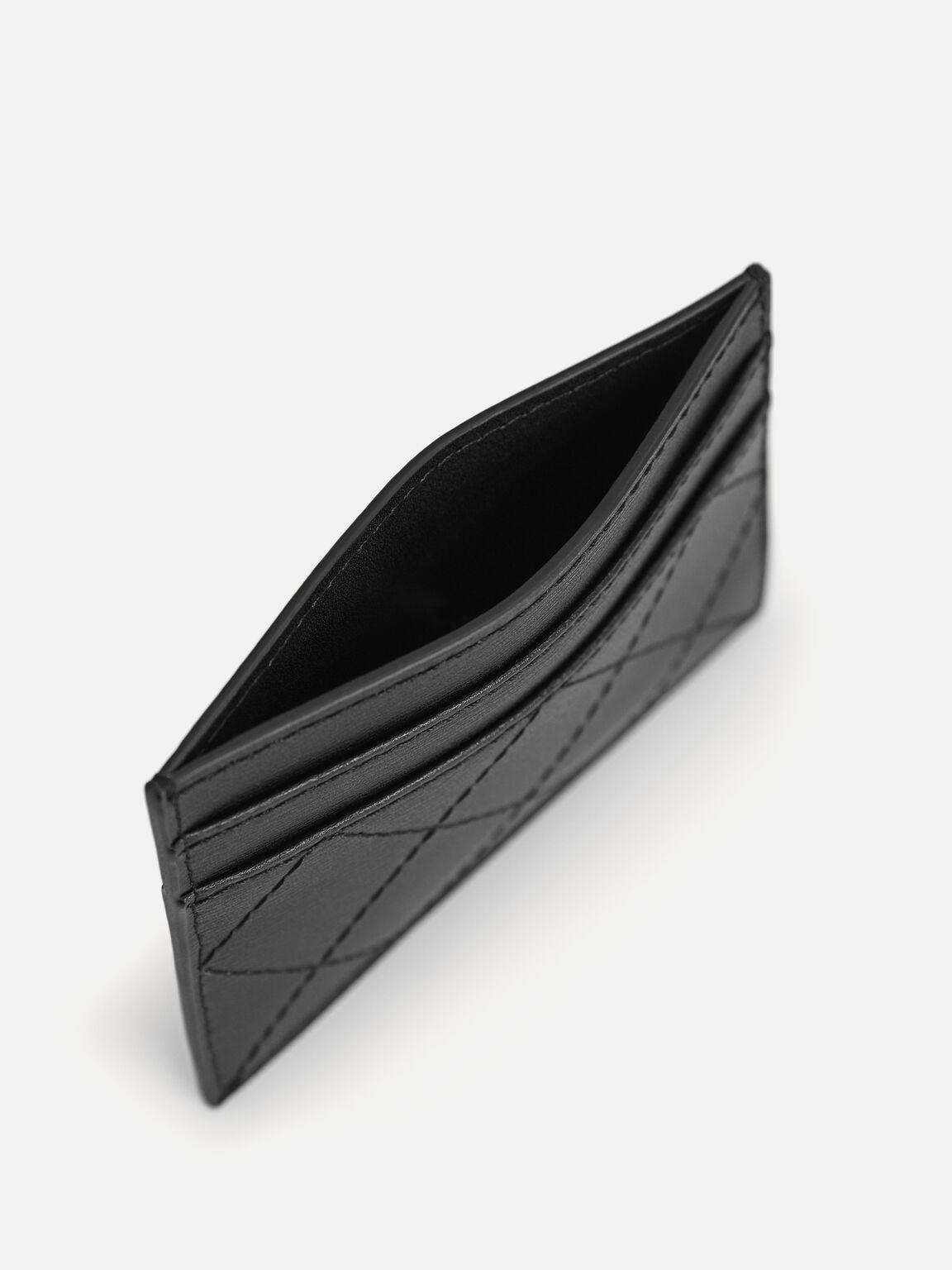 Cris-Cross Pattern Leather Cardholder, 