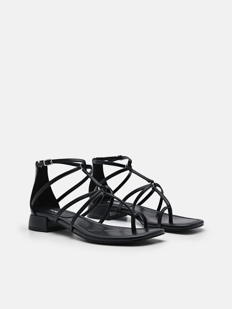 PEDRO Icon Leather Heel Sandals, Black