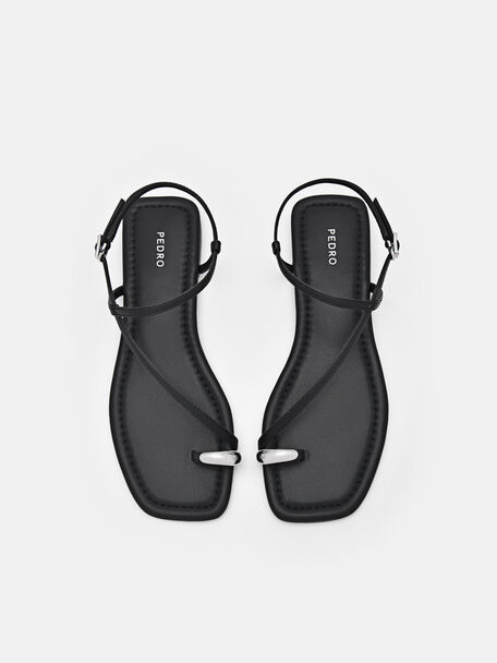 PEDRO Icon Leather Heel Sandals, Black