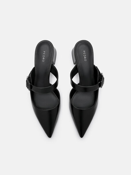 PEDRO Icon Leather Heel Sandals, Black