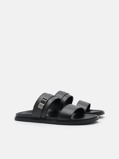 PEDRO Icon Leather Heel Sandals, Black