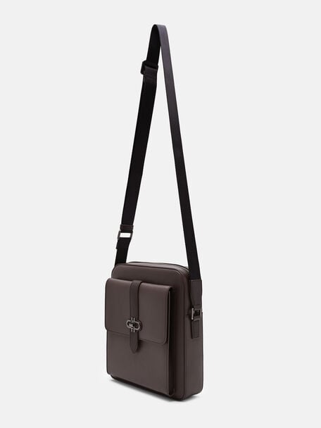Boxy Saffiano Leather Crossbody Bag, , hi-res
