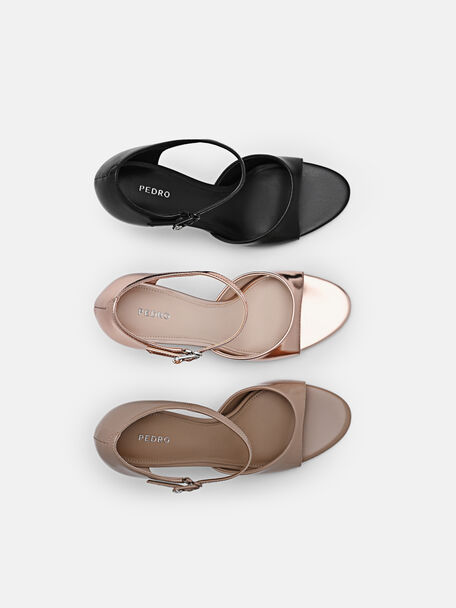 PEDRO Icon Leather Heel Sandals, Black