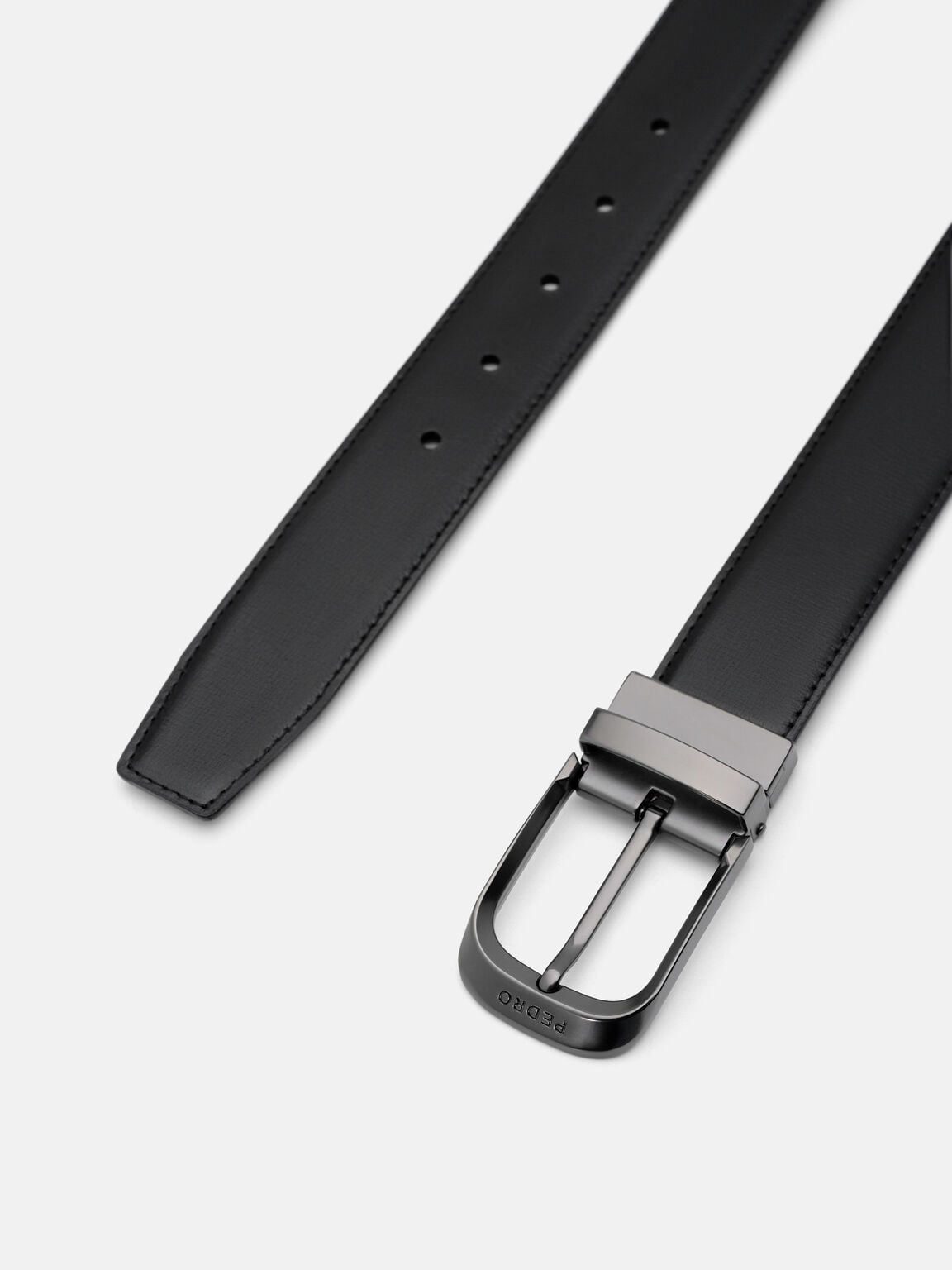 Embossed Leather Reversible Pin Belt, , hi-res
