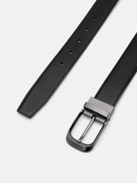 Embossed Leather Reversible Pin Belt, , hi-res