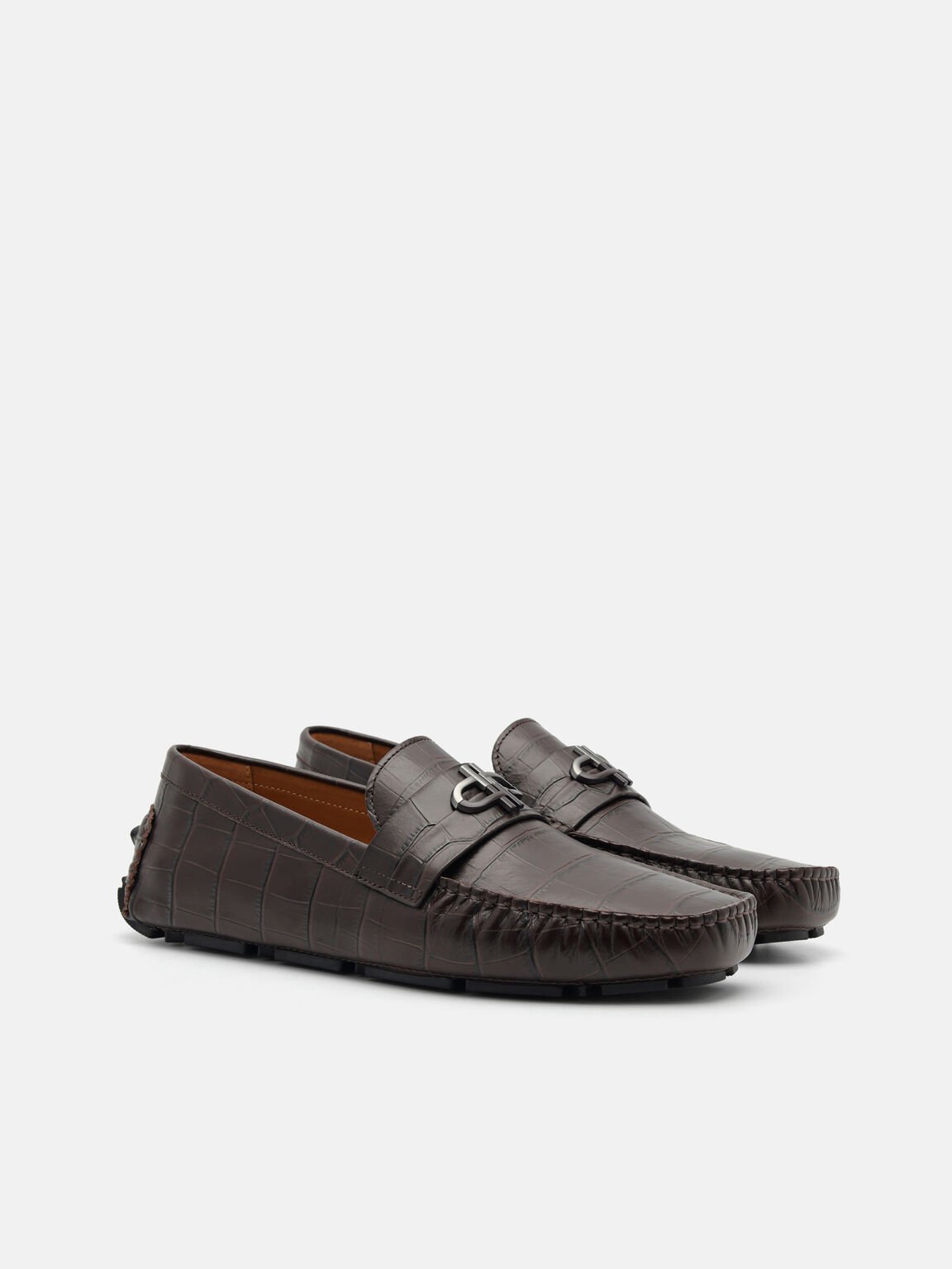 PEDRO Icon Croc-Embossed Leather Driving Shoes, 