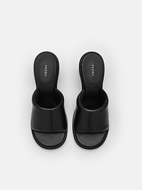 PEDRO Icon Leather Heel Sandals, Black