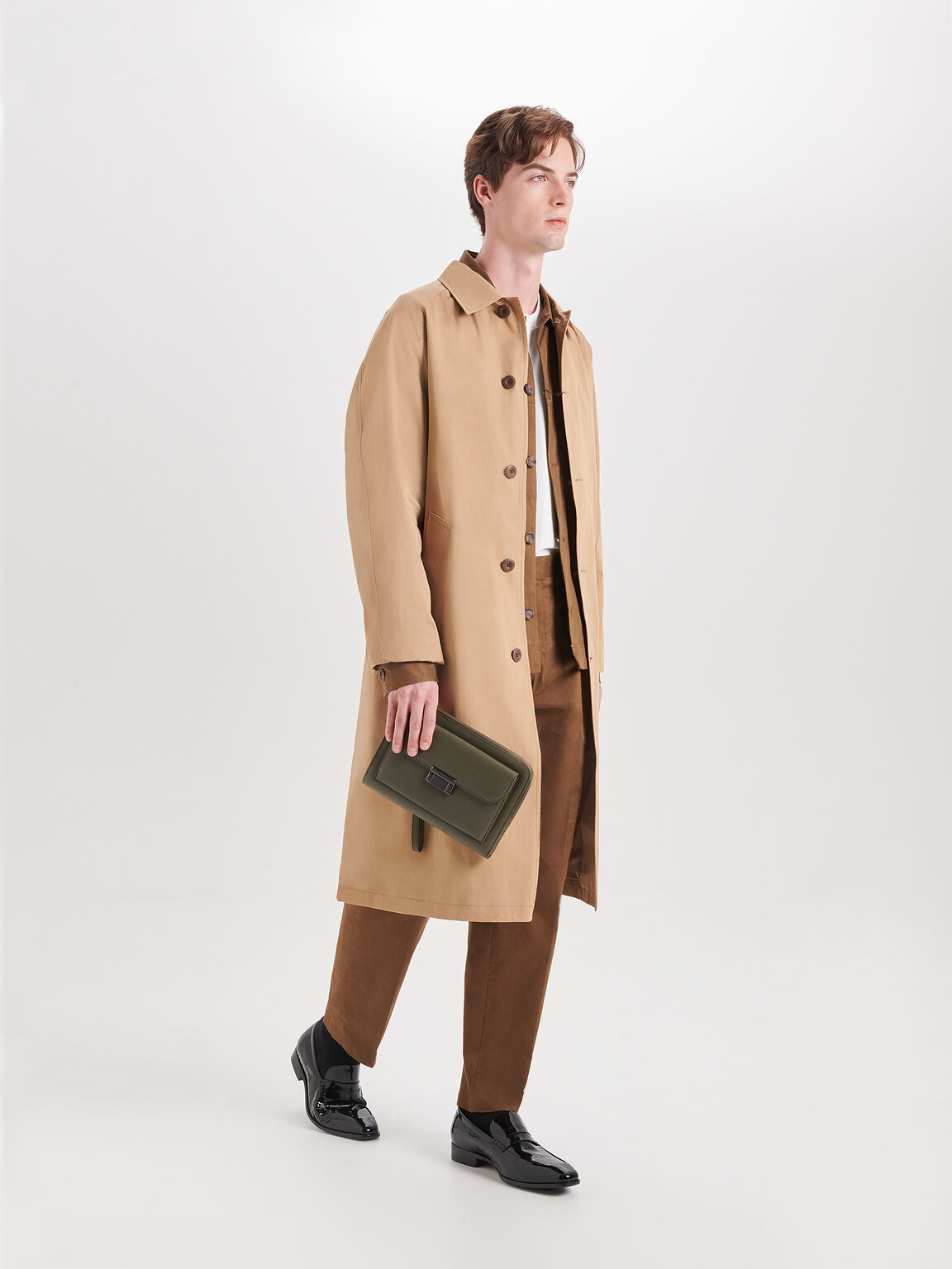 Henry Leather Clutch Bag, Military Green