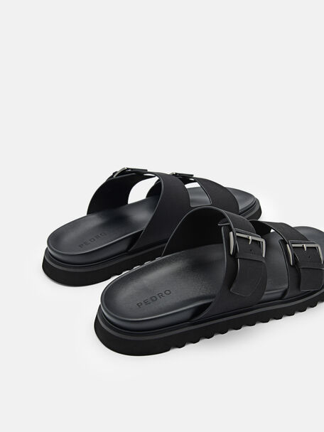 PEDRO Icon Leather Heel Sandals, Black